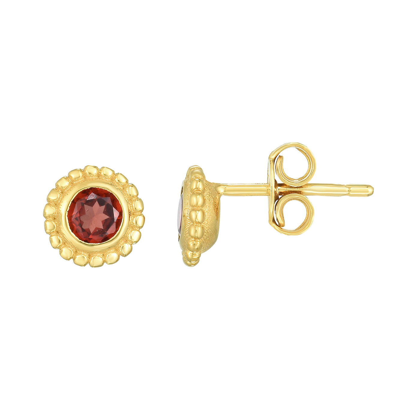 14K Gold Popcorn Gemstone Studs