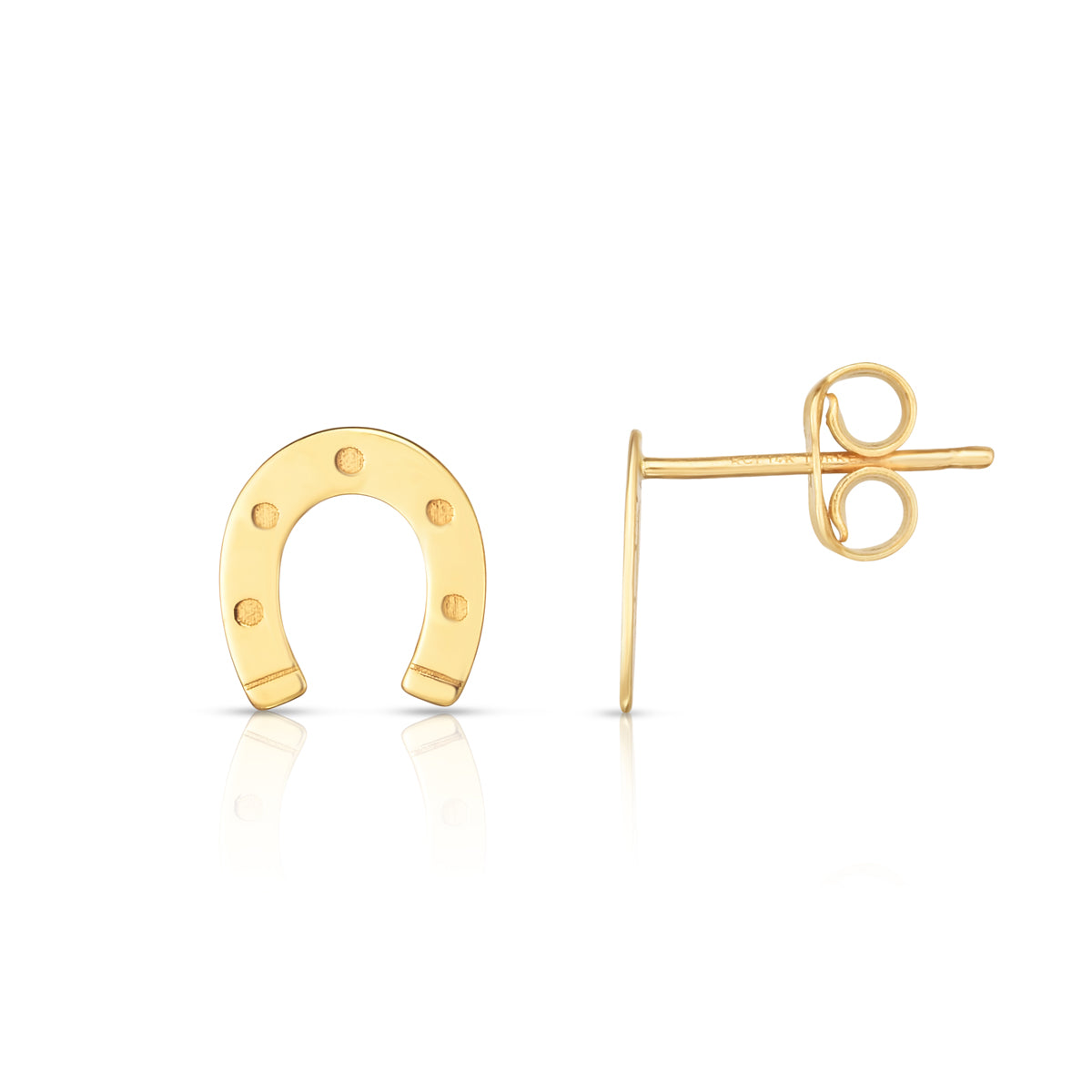 14K Gold Horseshoe Stud Earrings