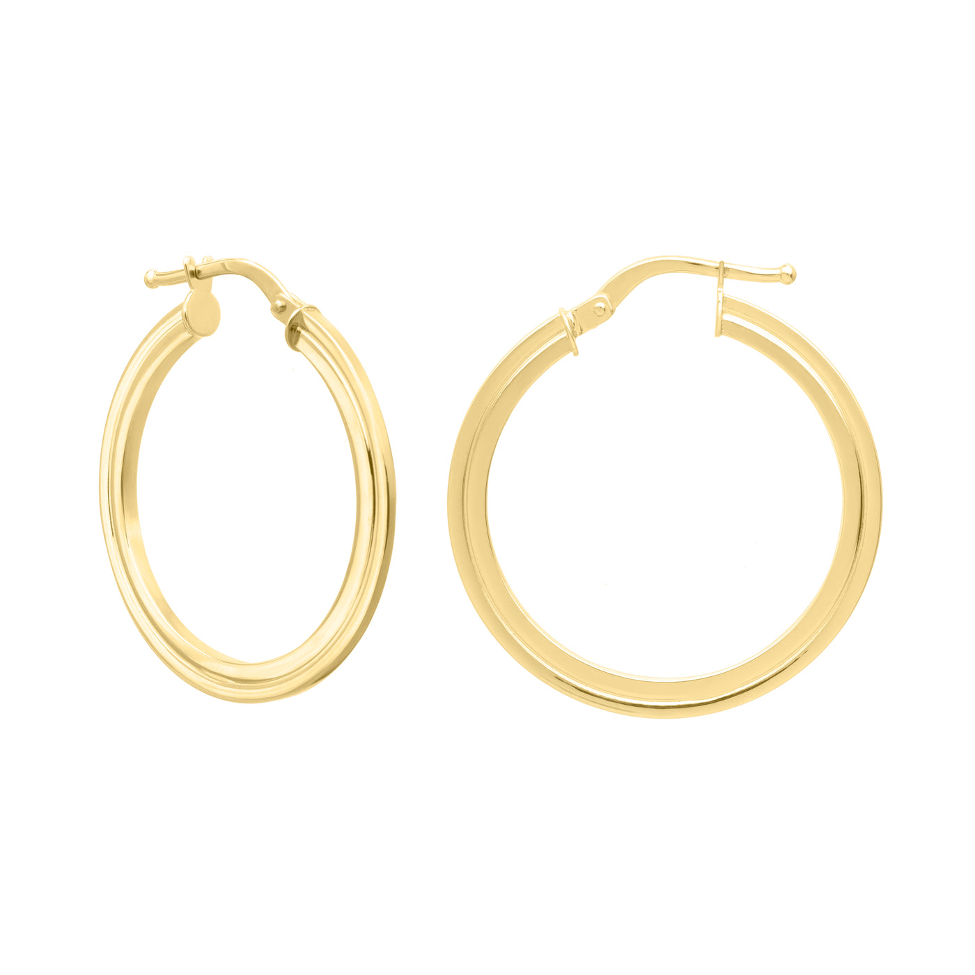 14K Gold Round Concentric Hoops