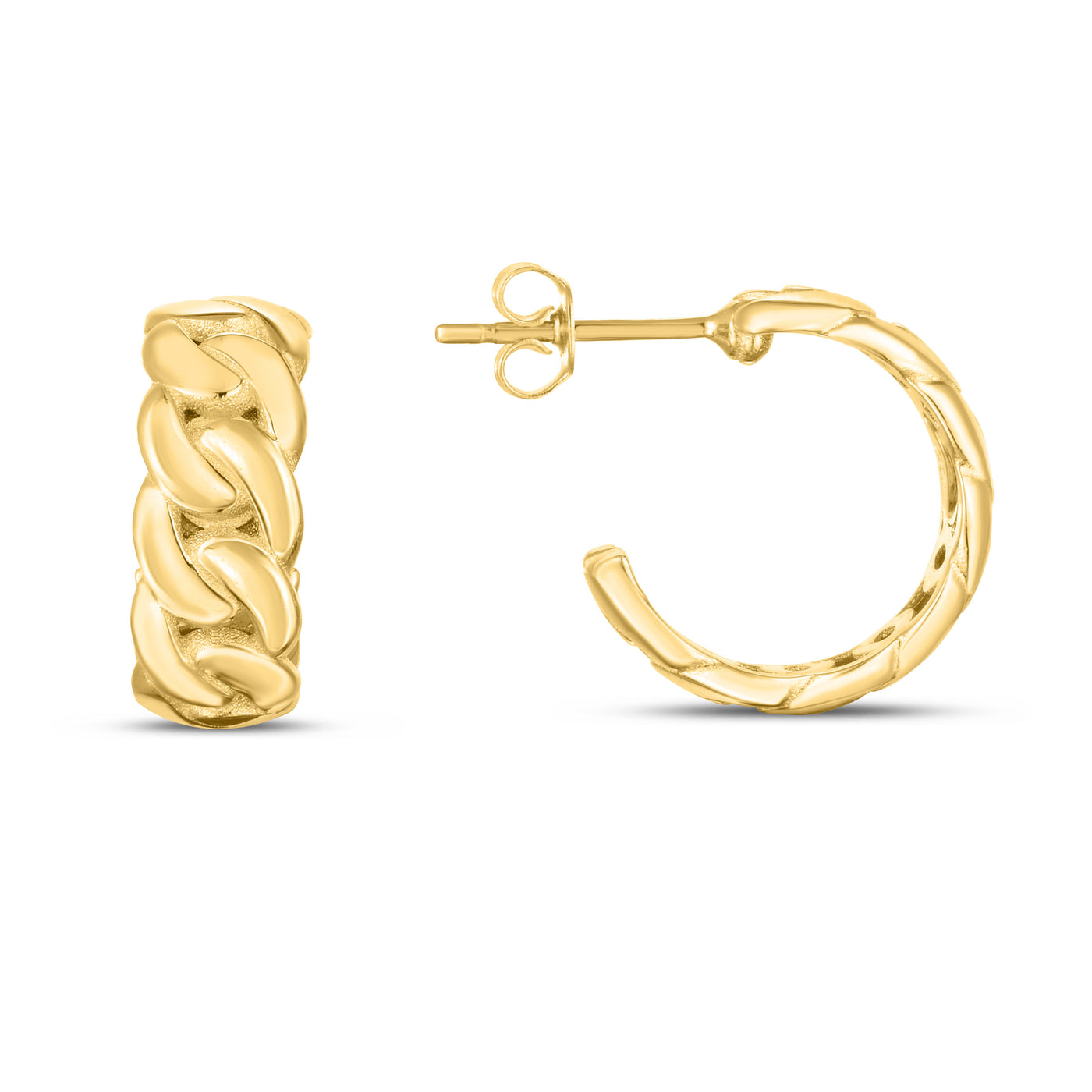 14K Chunky Curb C Hoops