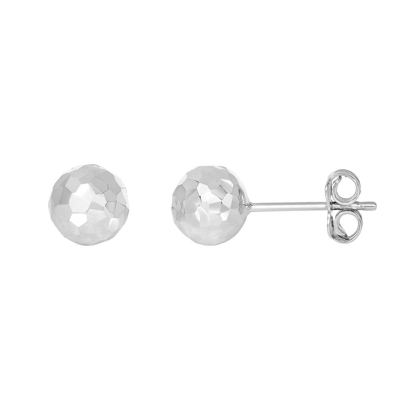 14K Gold 7mm Diamond Cut Post Earring