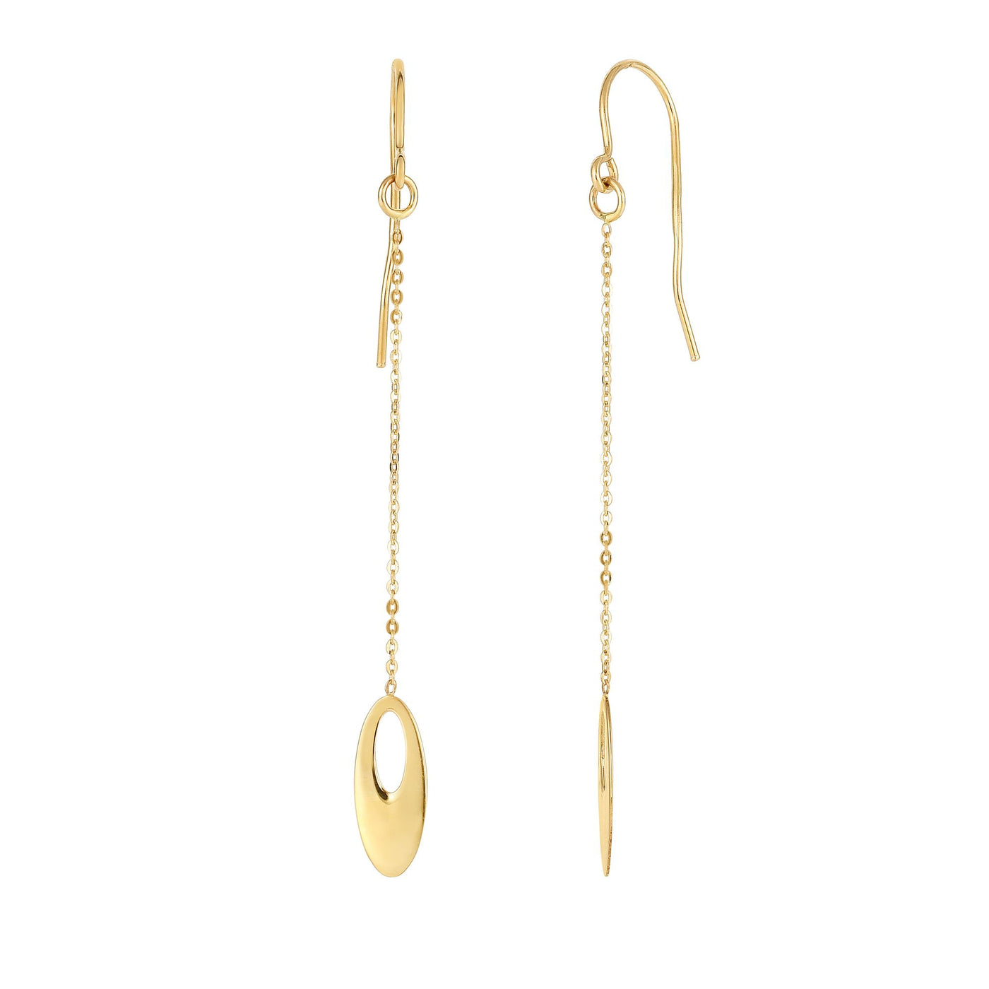 14K Gold Polished Open Oval Drop Earring