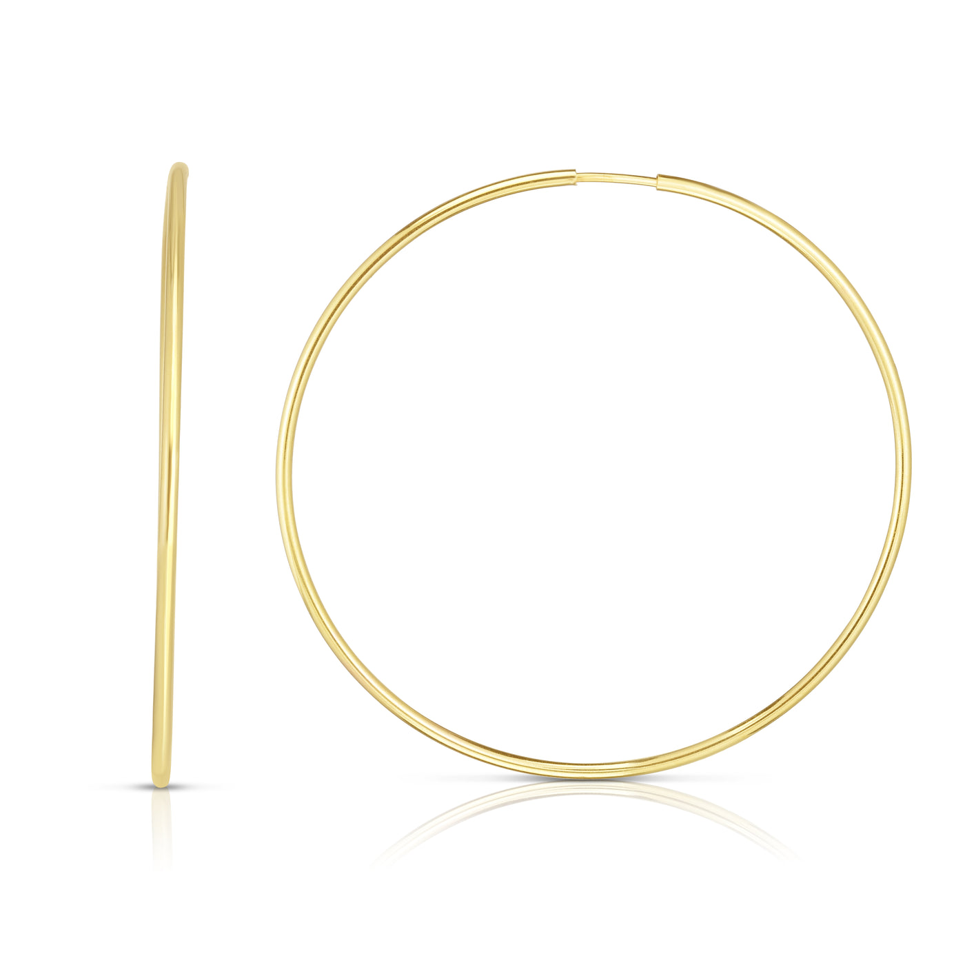 14K Gold 1.2x35mm Polsihed Endless Hoops