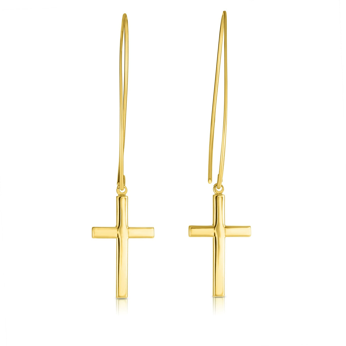 14K Gold Small Cross Threader Earring