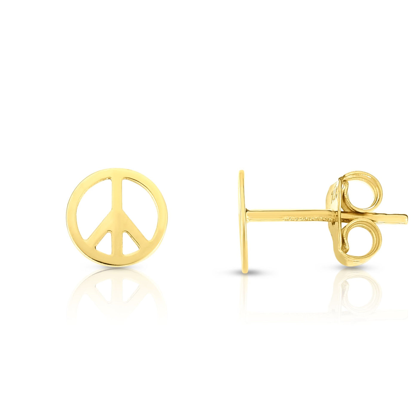 14K Gold Peace Sign Stud Earring