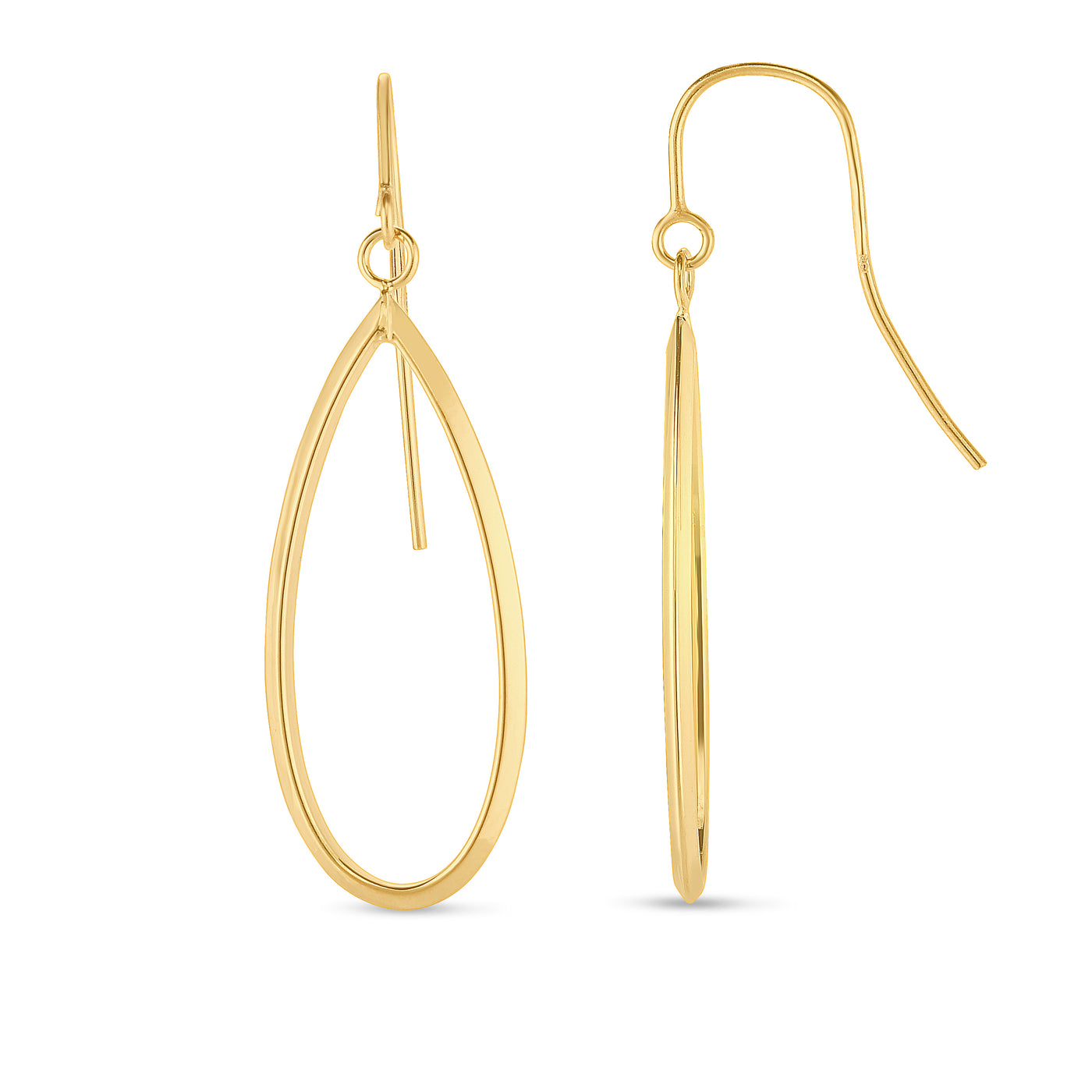 14K Gold Graduated Open Oval Dangle Earring