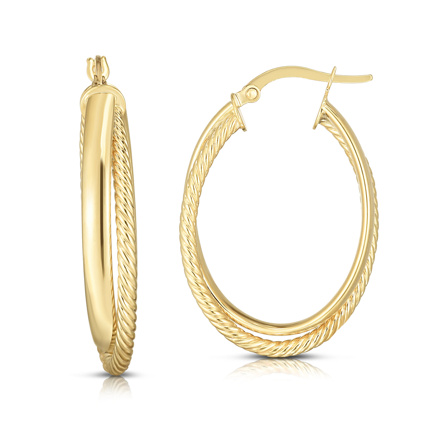 14K Gold Polished & Twist Hoop Earring