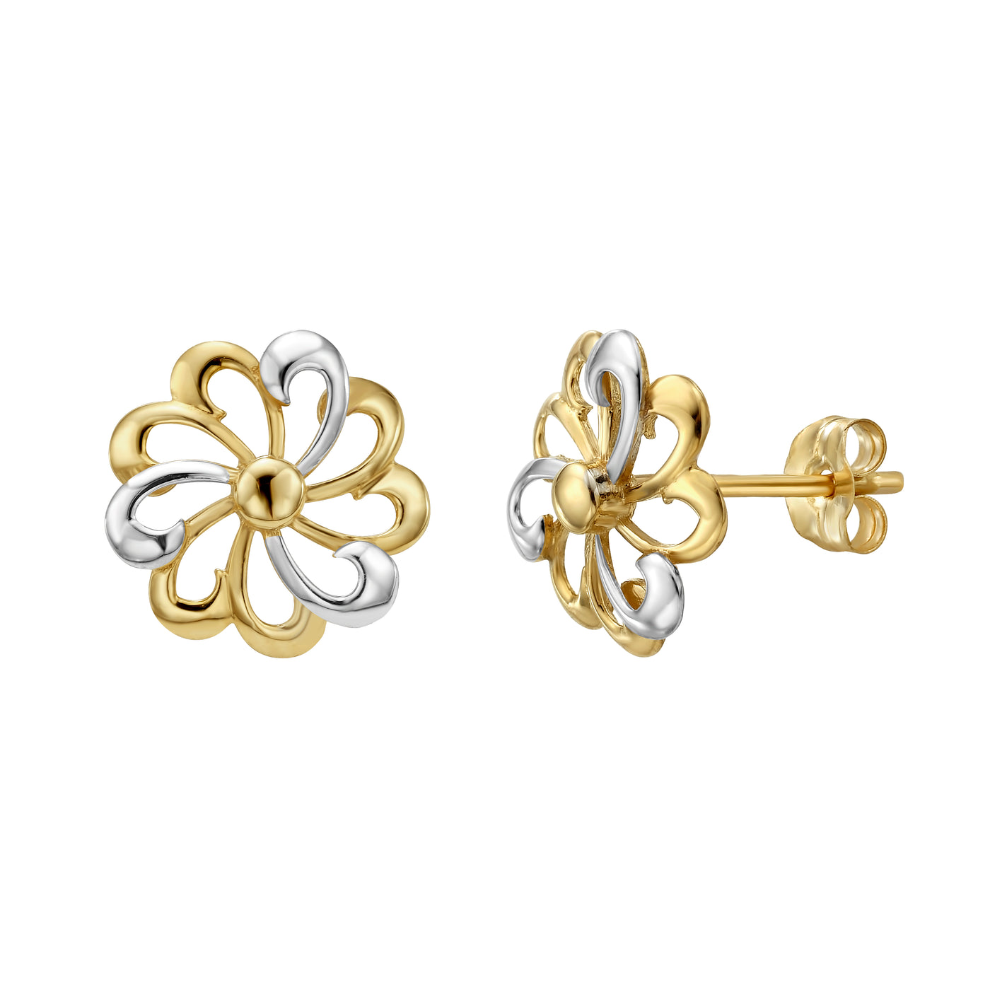 14K Gold Flower Stud Earring