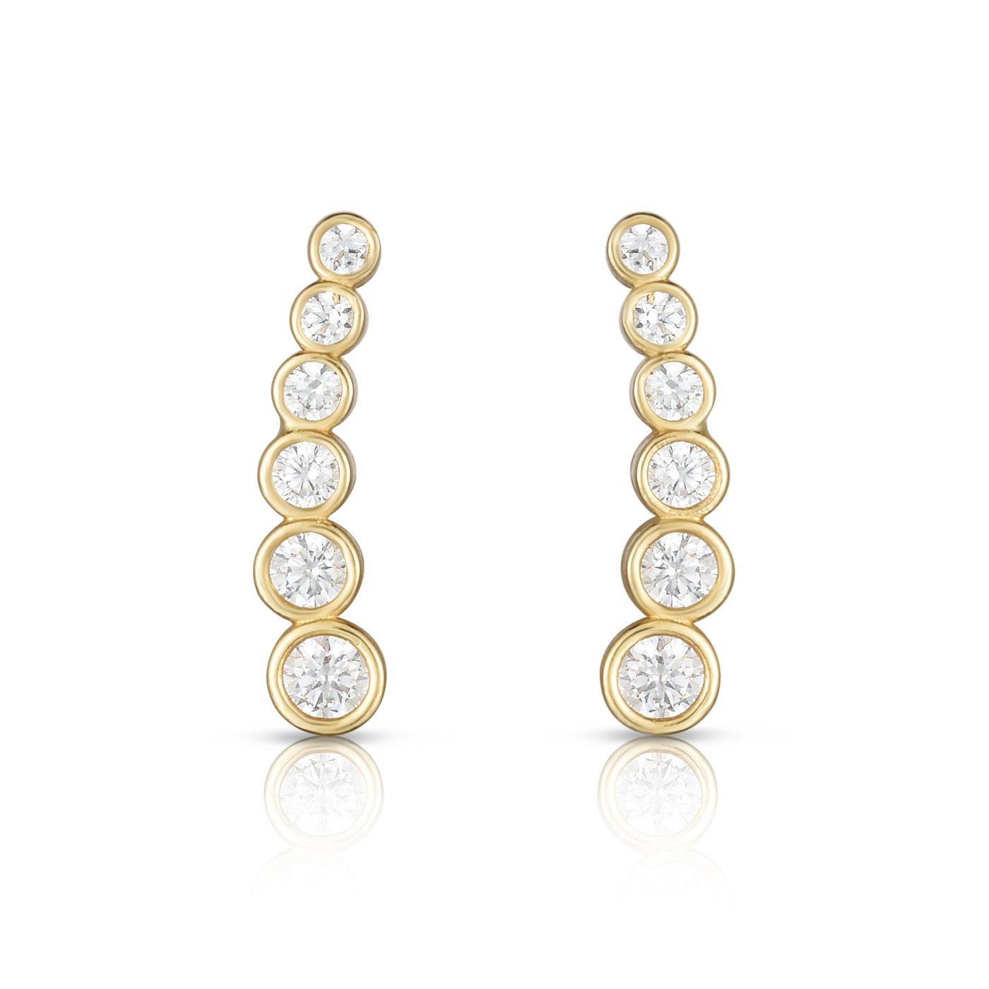 14K Gold Graduated Round Bezel CZ Ear Climber