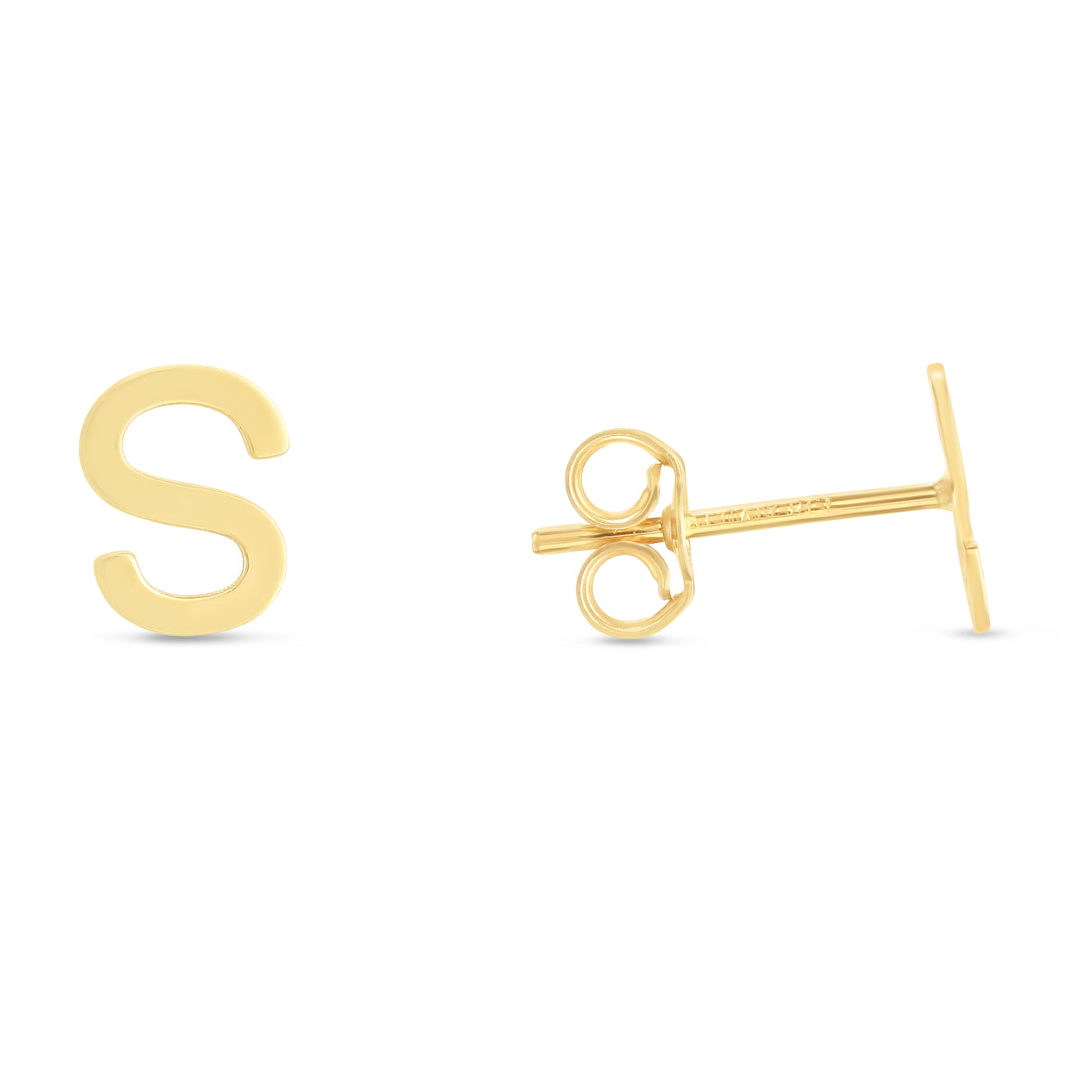 14K Gold Initial S Stud Earring