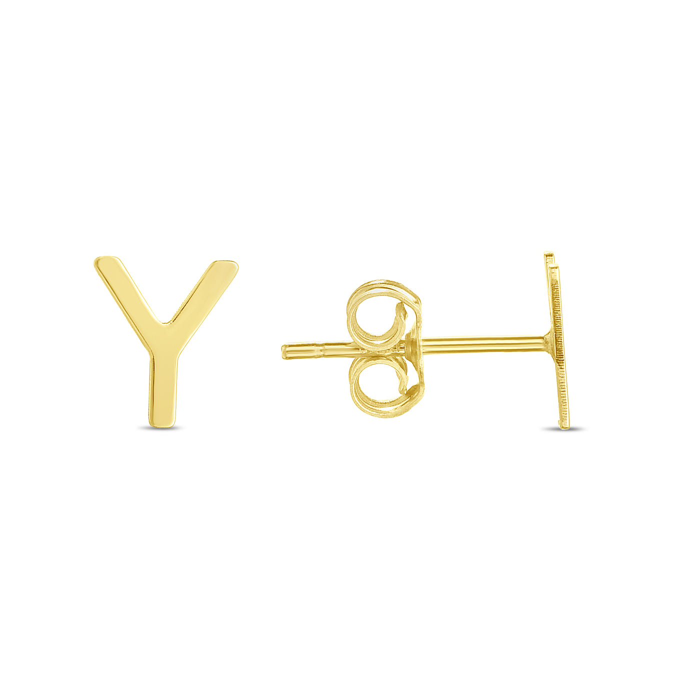 14K Gold Initial Y Stud Earring