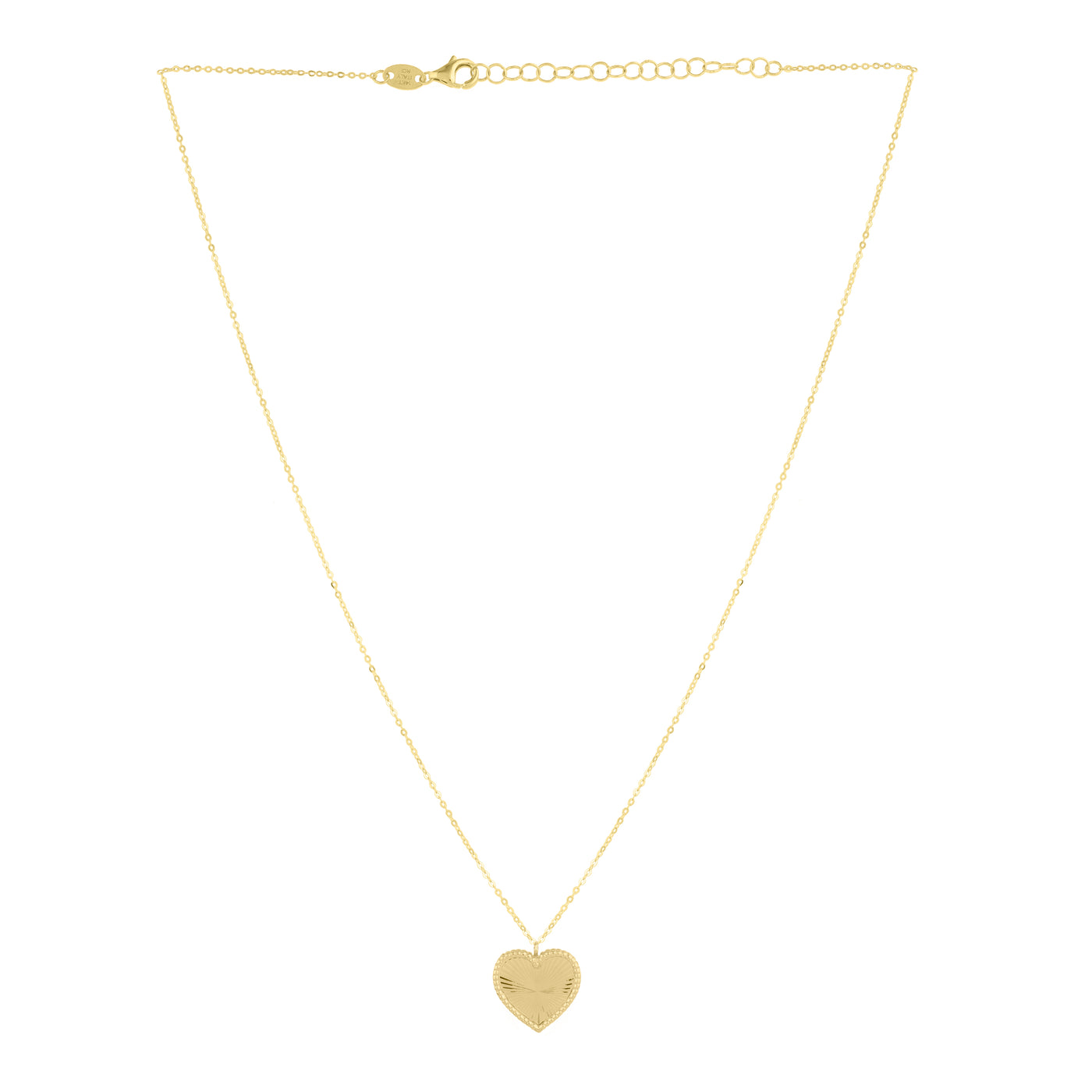 14K Gold Popcorn Radiating Heart Necklace