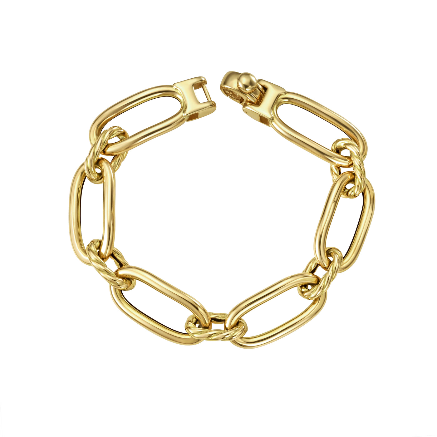 14K Gold Italian Cable Oval Paperclip Link Bracelet