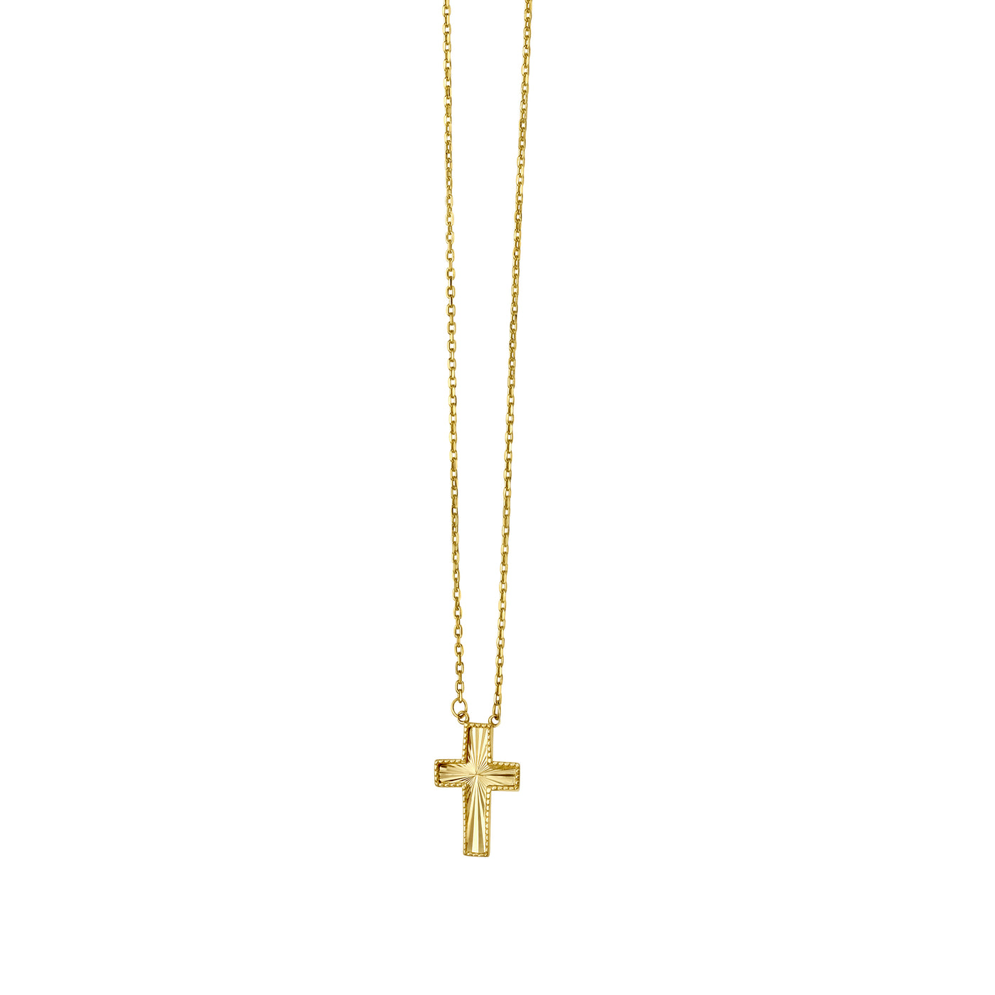 14K Popcorn Diamond Cut Cross