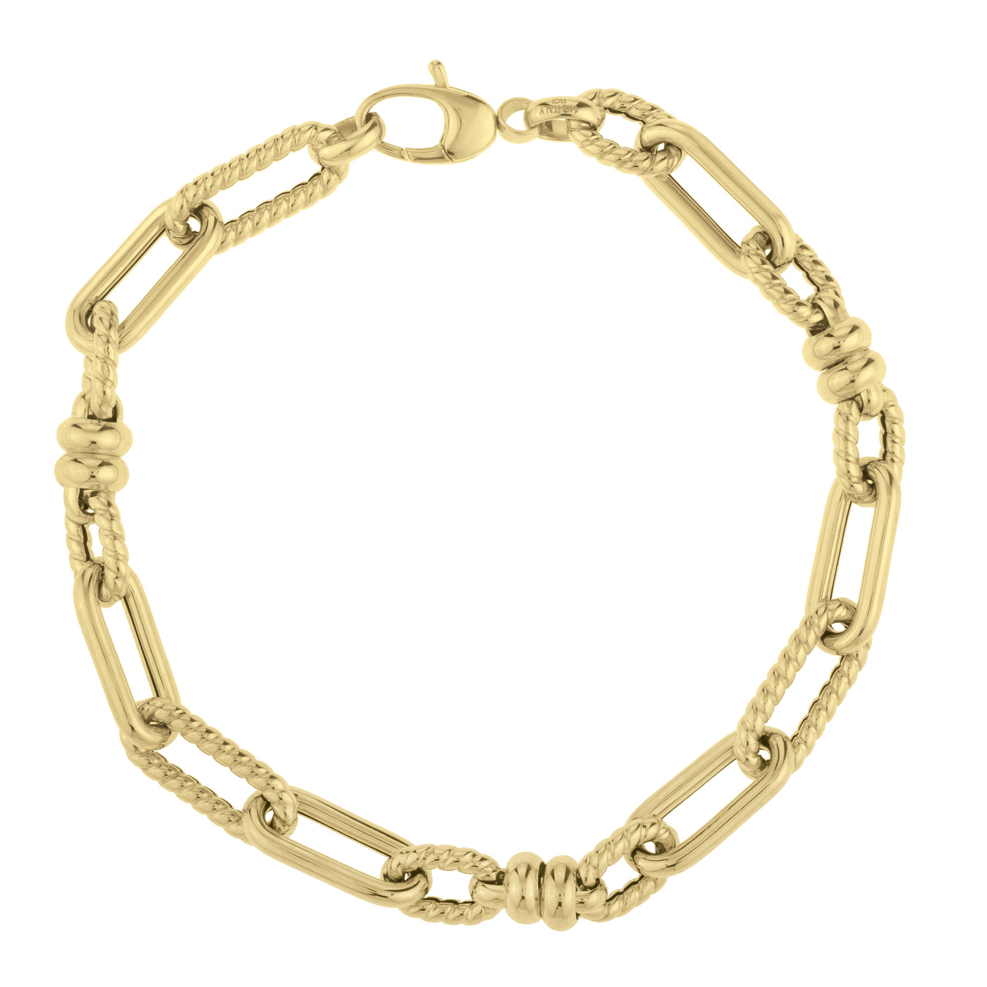 14K Gold Polished & Twisted Link Bracelet