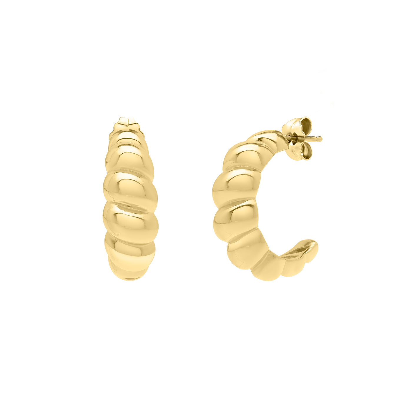 14K Gold Italian Cable Twist C-Hoops