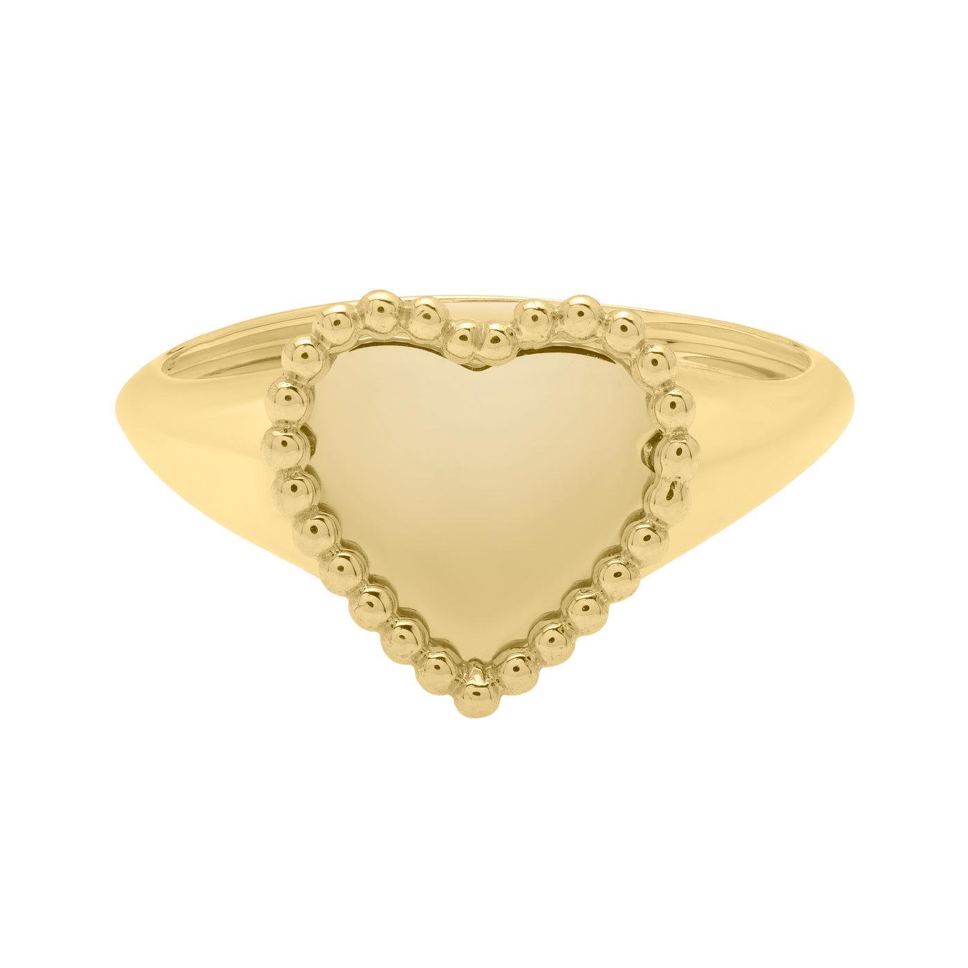 14K Gold Popcorn Bead Heart Ring