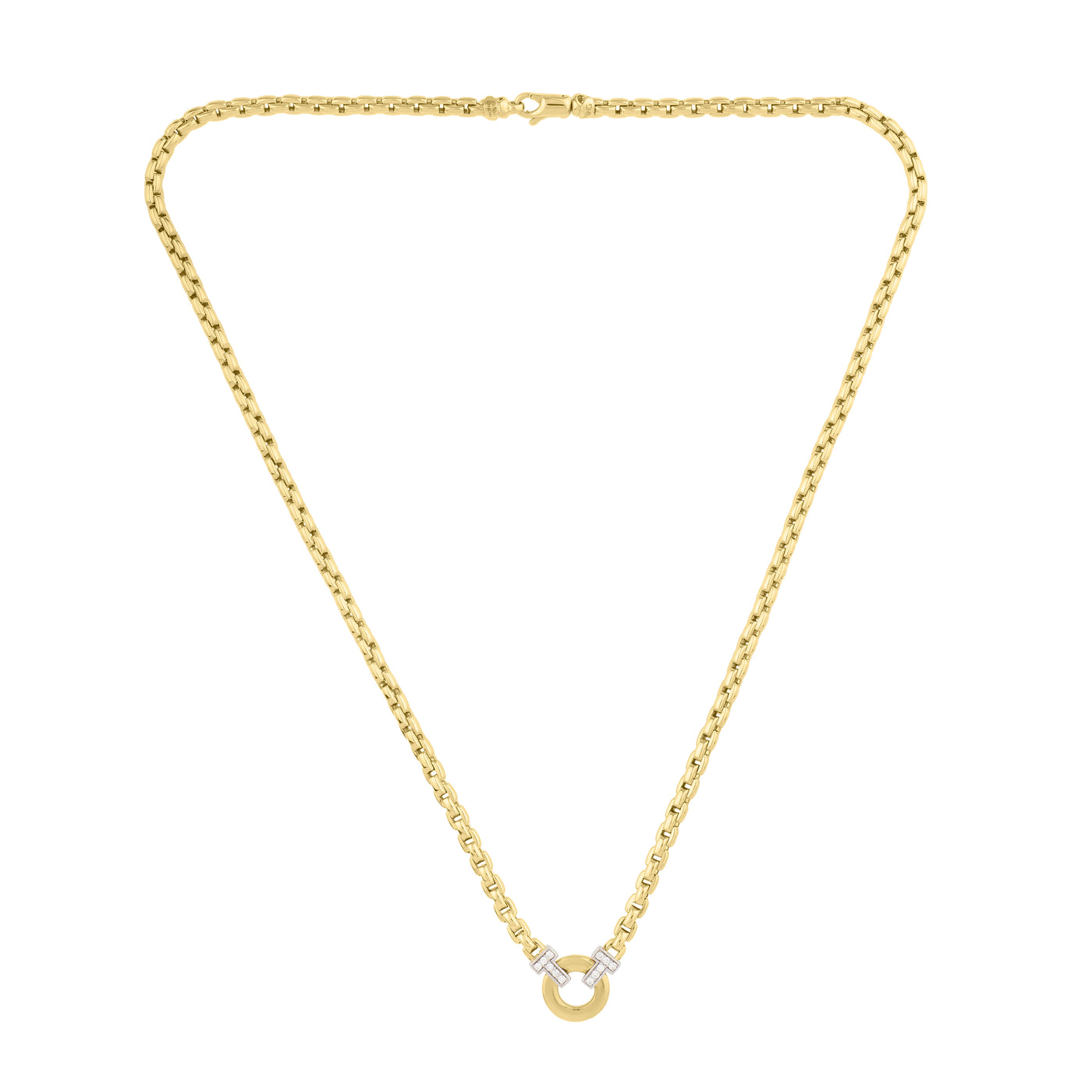 14K Gold & Diamond Venetian Cable Link Necklace