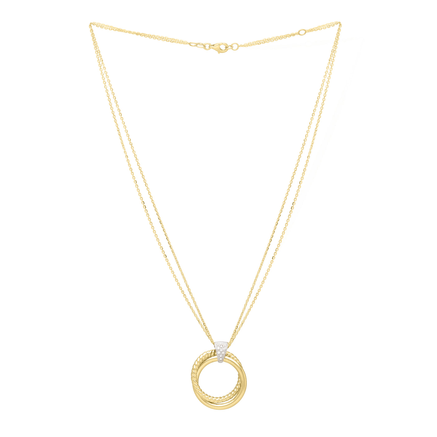 14K Gold & Diamond Interlocked Ring Pendant