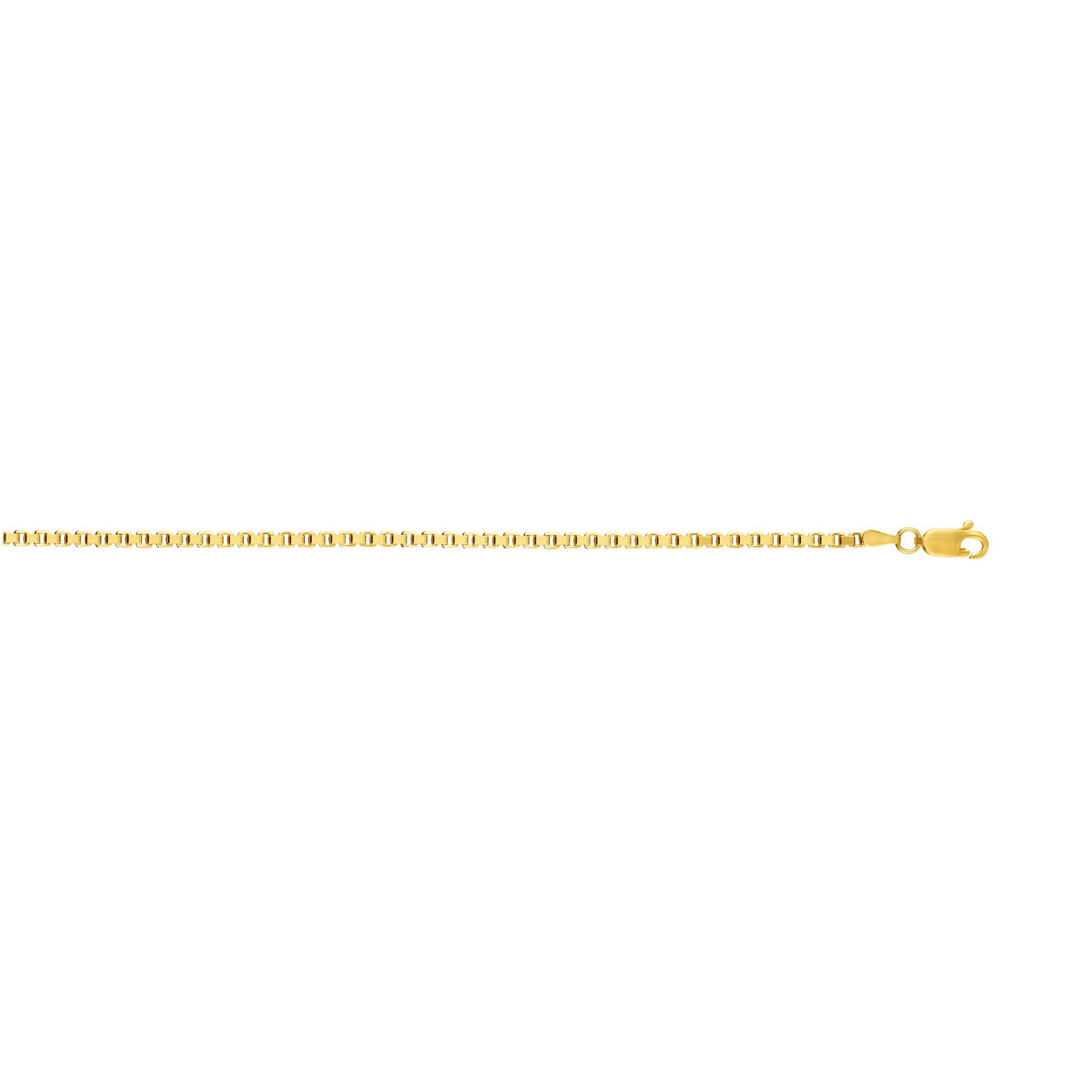 14K Gold 2.5mm Semi-Solid Box Chain