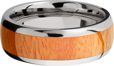 Titanium 8mm domed band with an inlay of Osage Orange hardwood