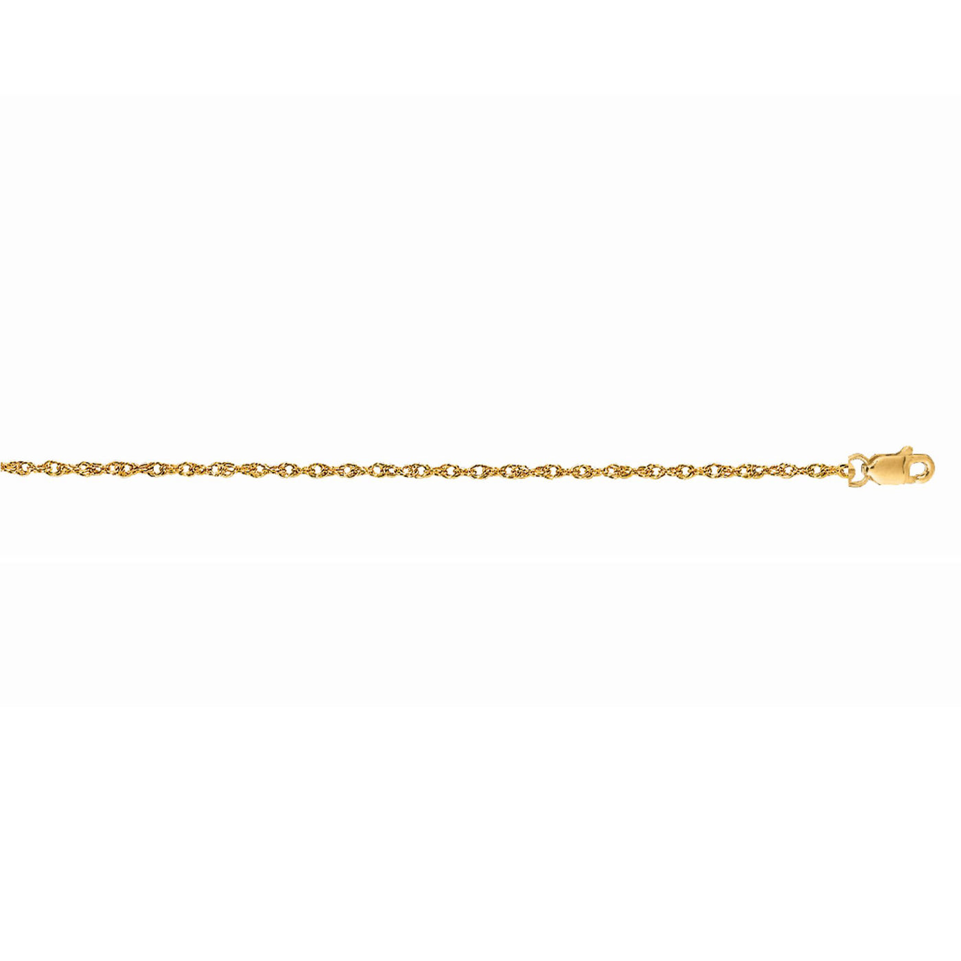 14K Gold 1.0mm Machine Rope Chain (Carded)