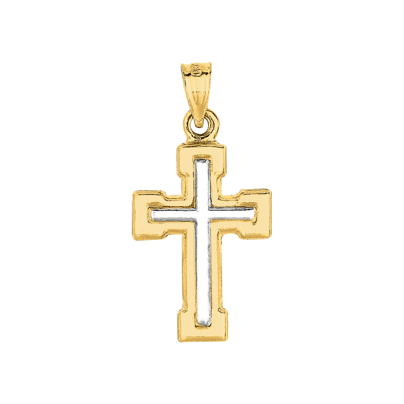 14K Yellow & White Gold Cross