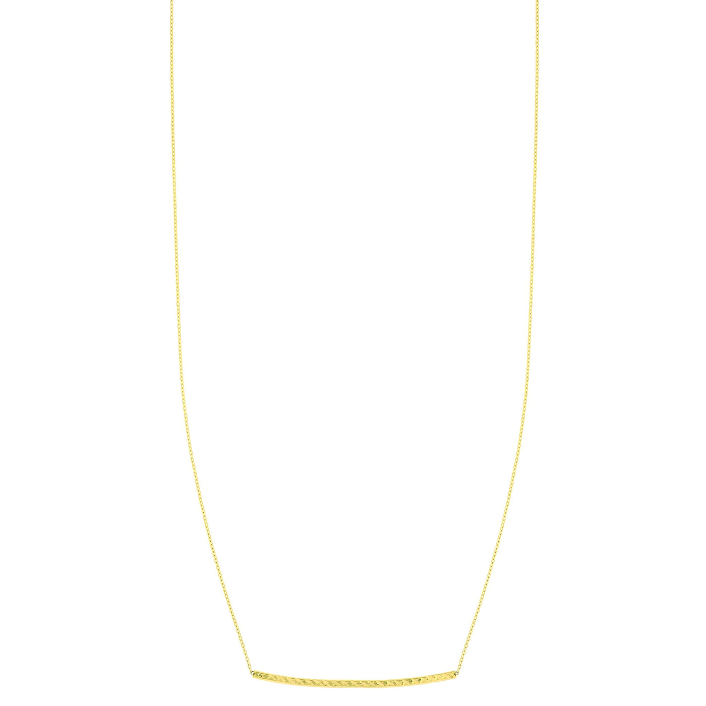 14K Gold Diamond Cut Thin Bar Necklace