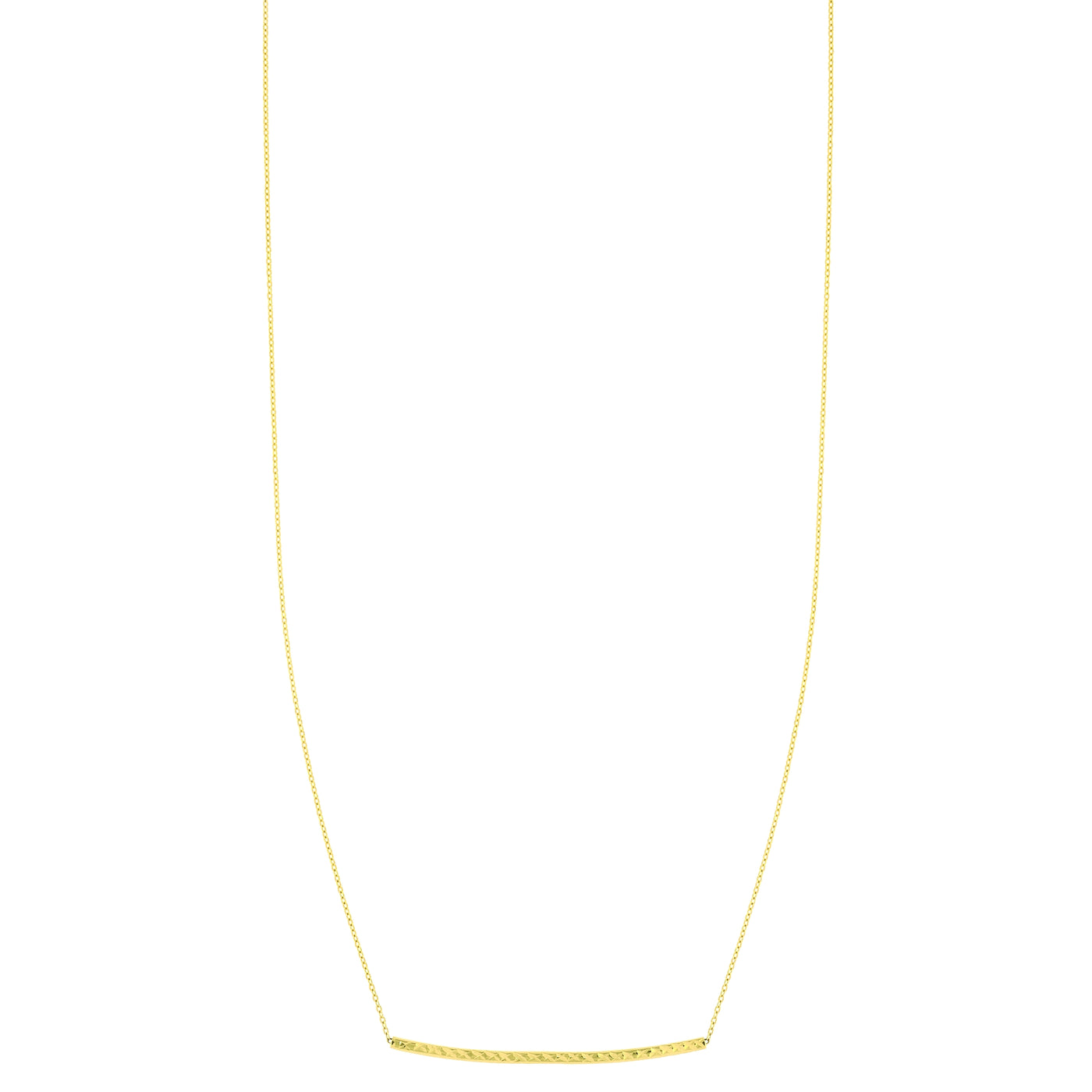 14K Gold Diamond Cut Thin Bar Necklace