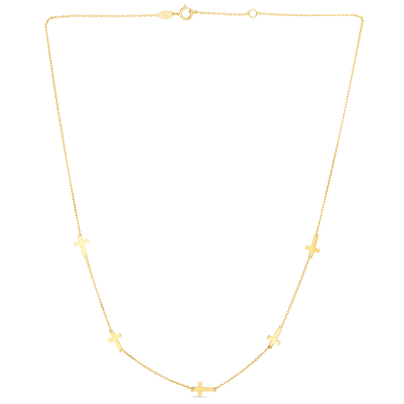 14K Gold Cross Station Necklace