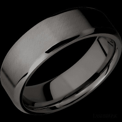 7 mm wide Beveled Tantalum Noir band.