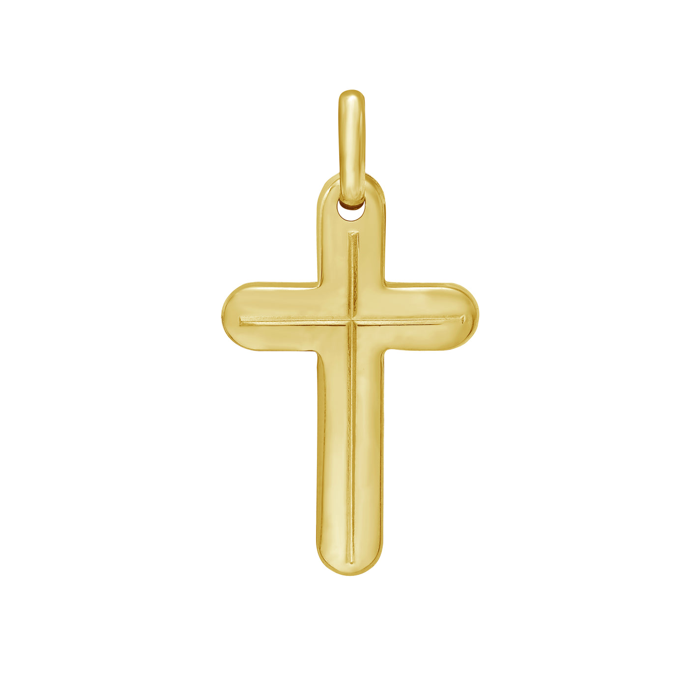 14K Etched Cross Pendant