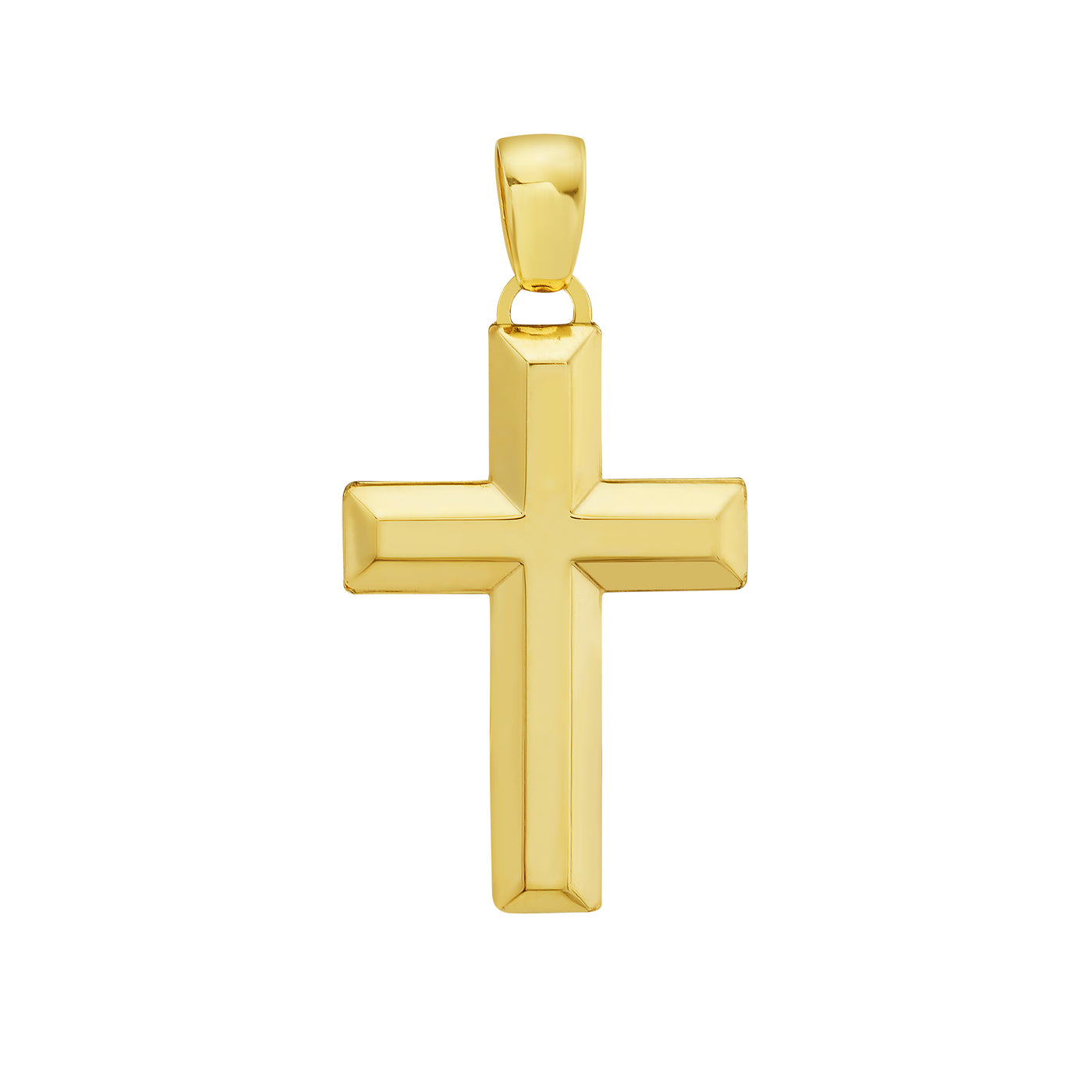 14K Beveled Cross Pendant
