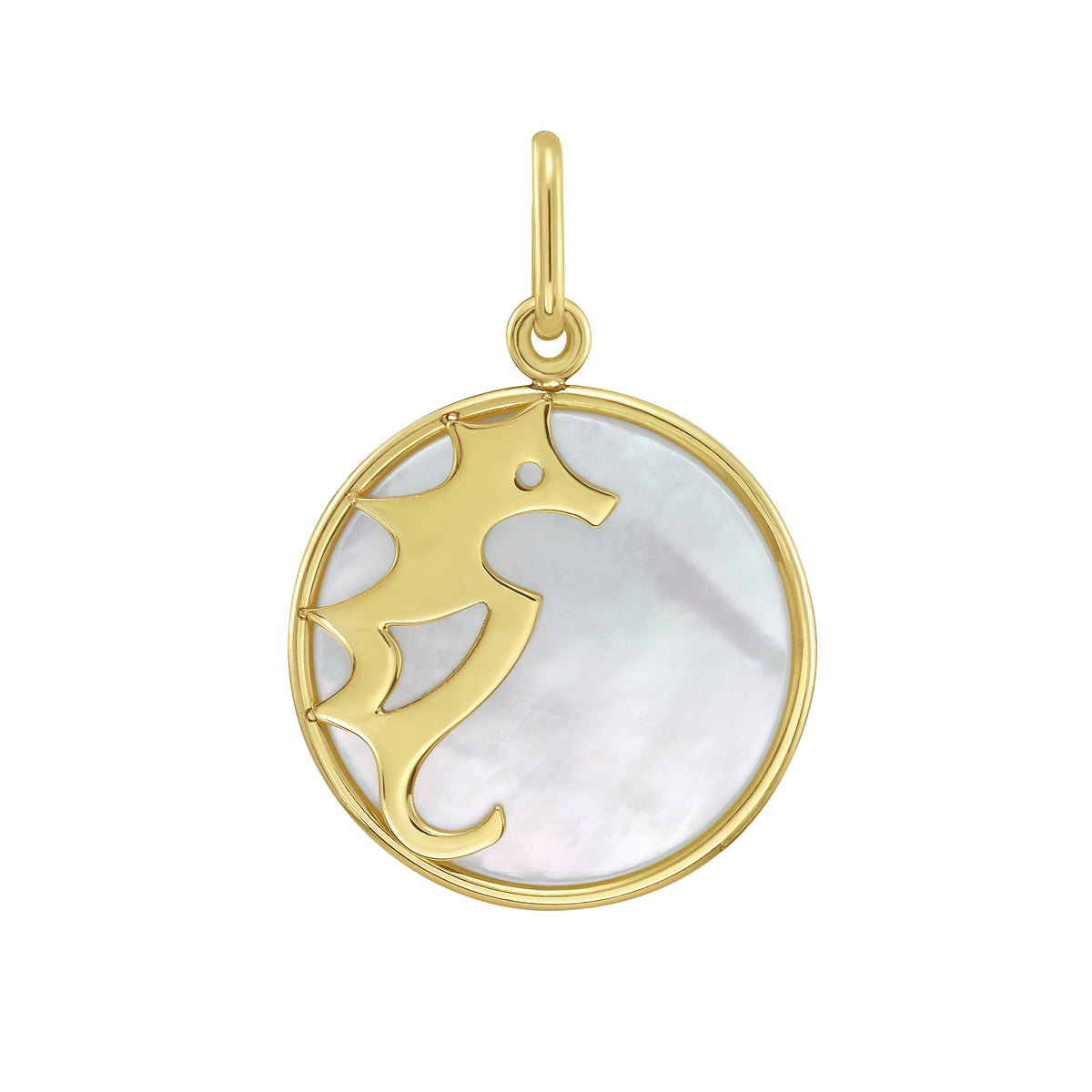 14K Gold MOP Seahorse Charm