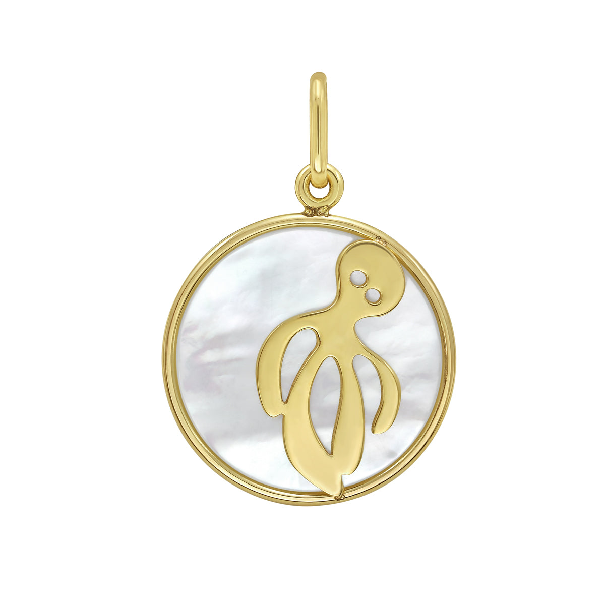 14K Gold MOP Octopus Charm