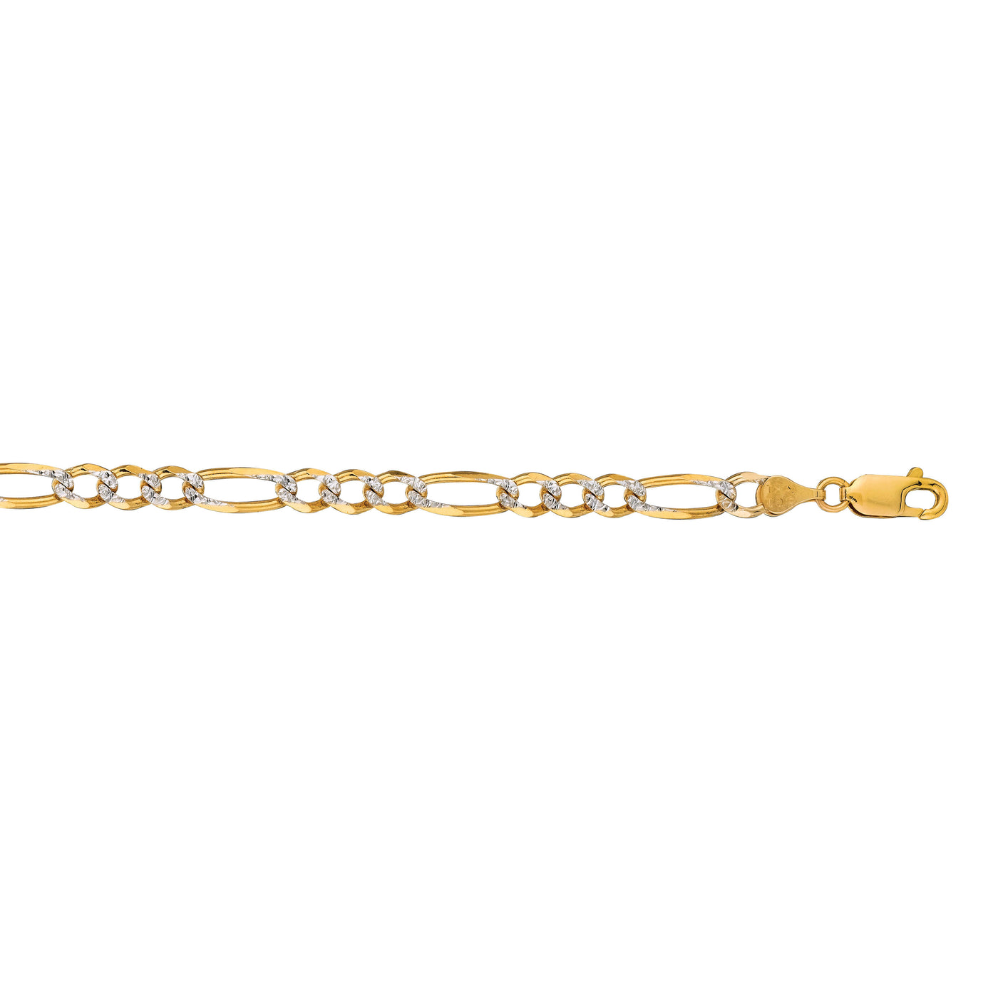 14K Gold 4.75mm White Pave Figaro Chain