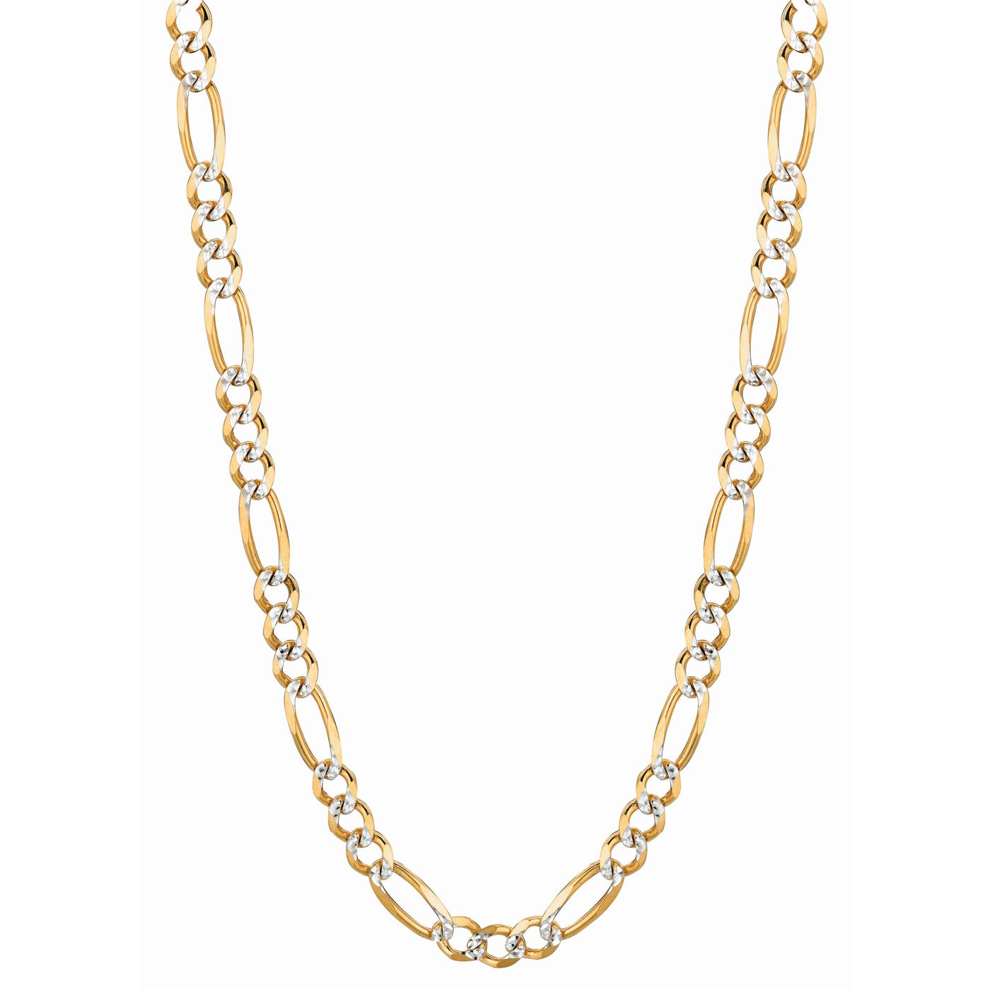 14K Gold 5.8mm White Pave Figaro Chain