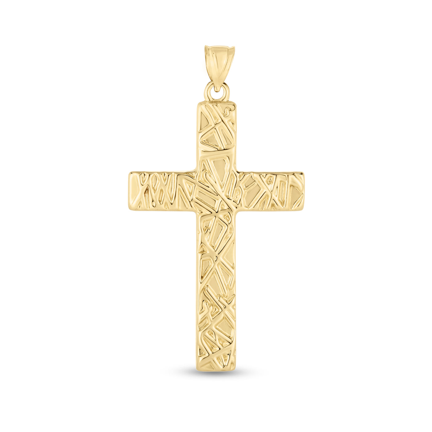 14K Gold Textured Cross Pendant