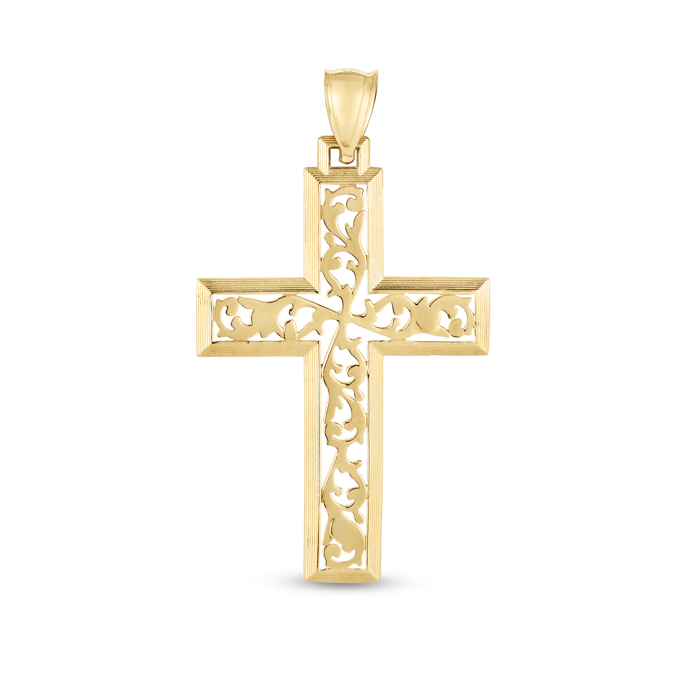 14K Gold Vine Cross Pendant