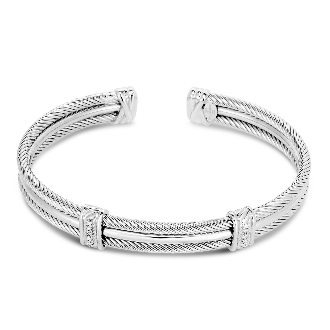 Sterling Silver Triple Strand Cable Mens Cuff