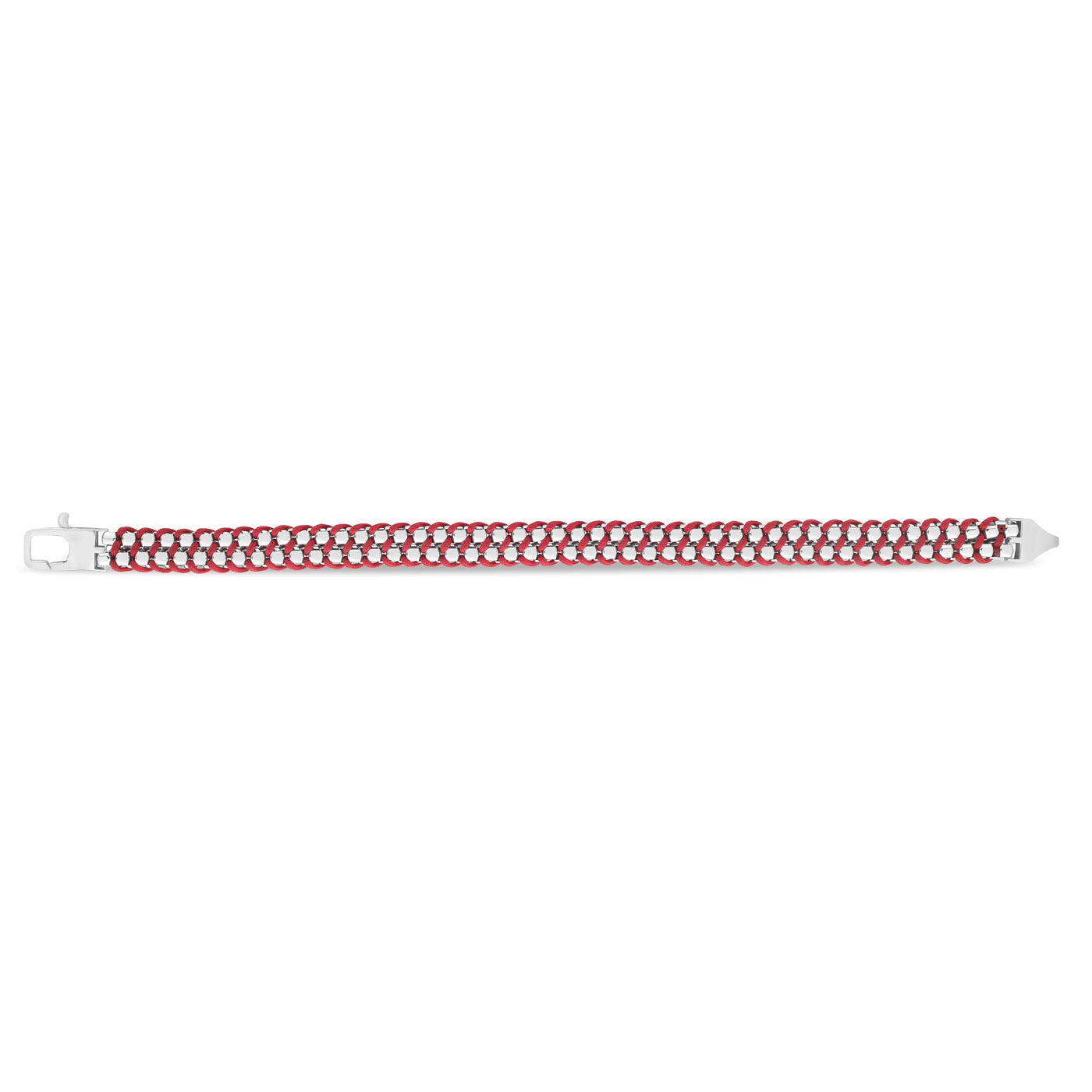 Silver Mens Red Cord Bracelet