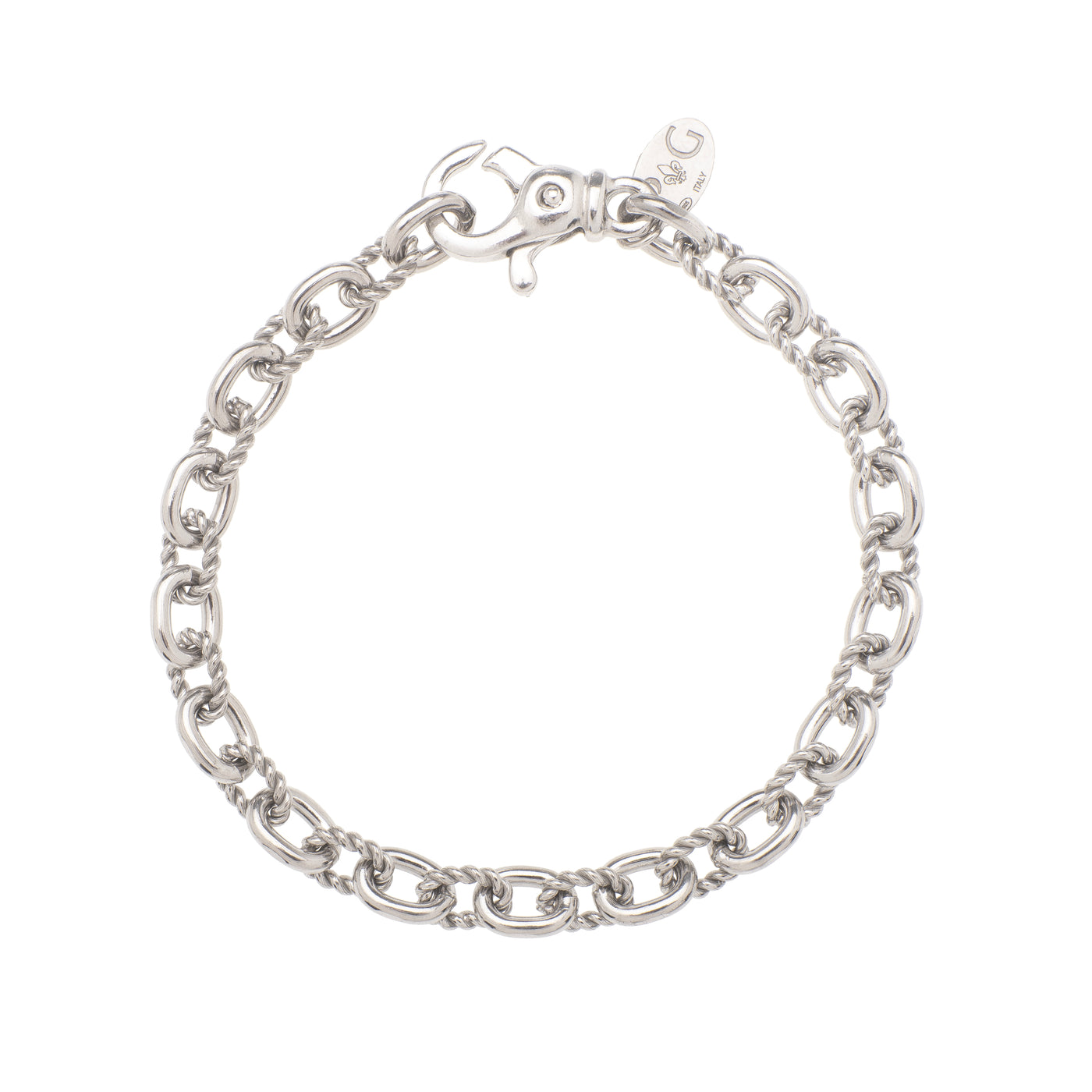 Silver Del Corso Oval Italian Cable Bracelet