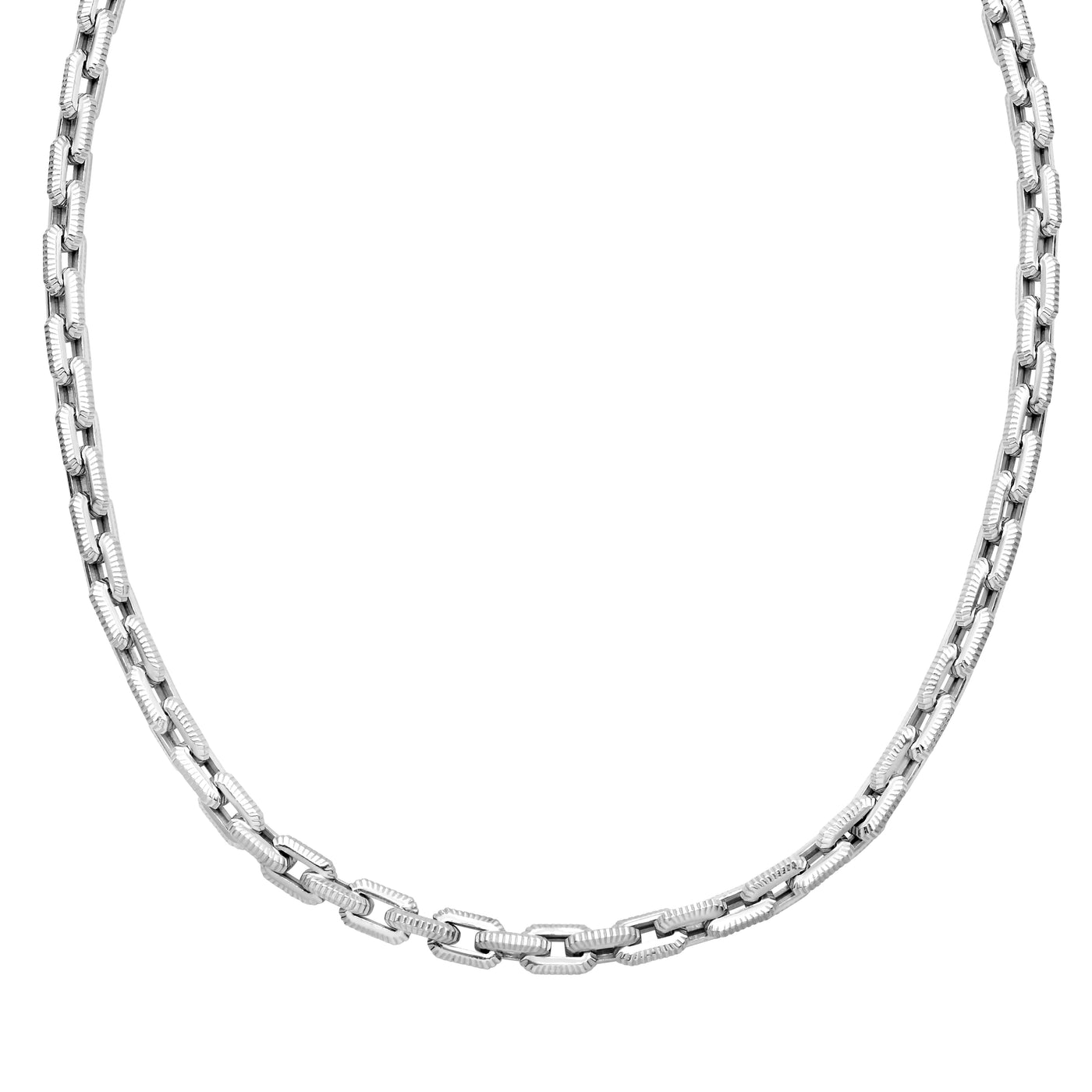 Silver Textured Rectangle Link Necklace