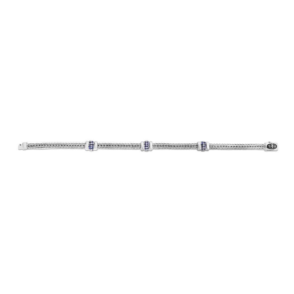 Woven Three Station Blue Sapphire Bracelet