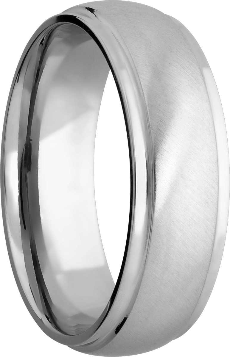 Platinum 7mm domed band with grooved edges