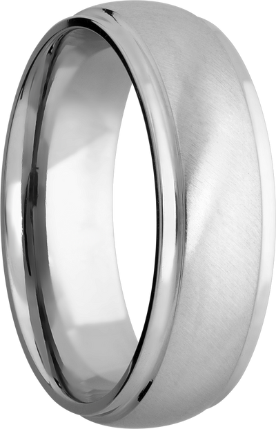 Platinum 7mm domed band with grooved edges