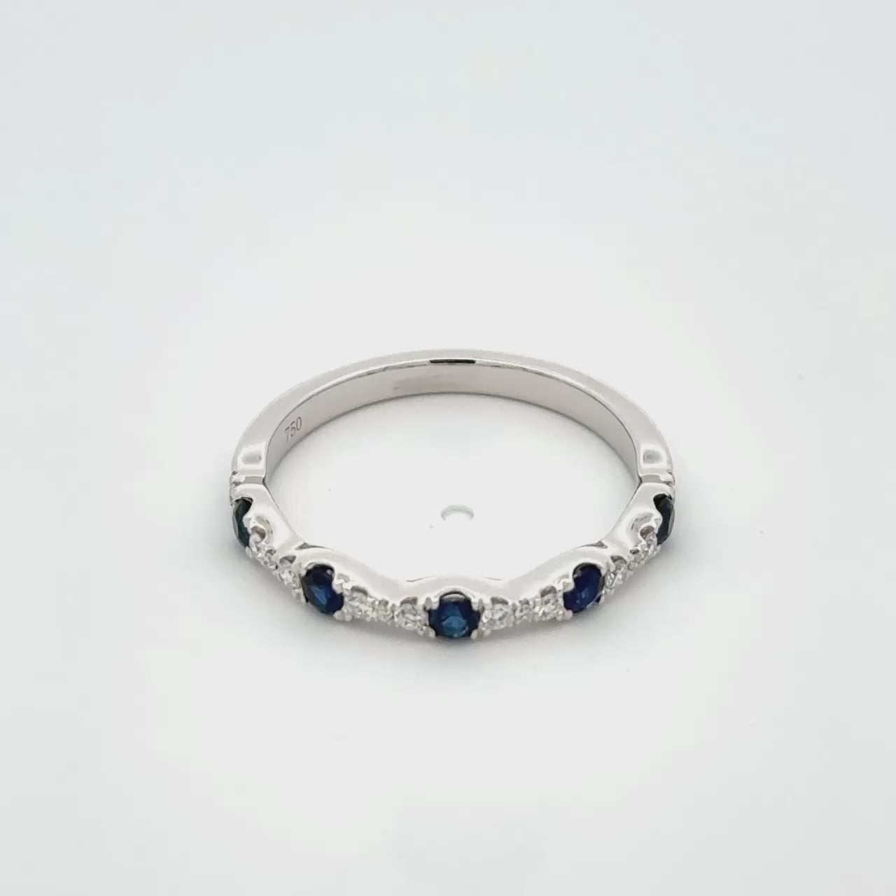 Blue Sapphire and Diamond Band