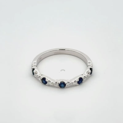 Blue Sapphire and Diamond Band