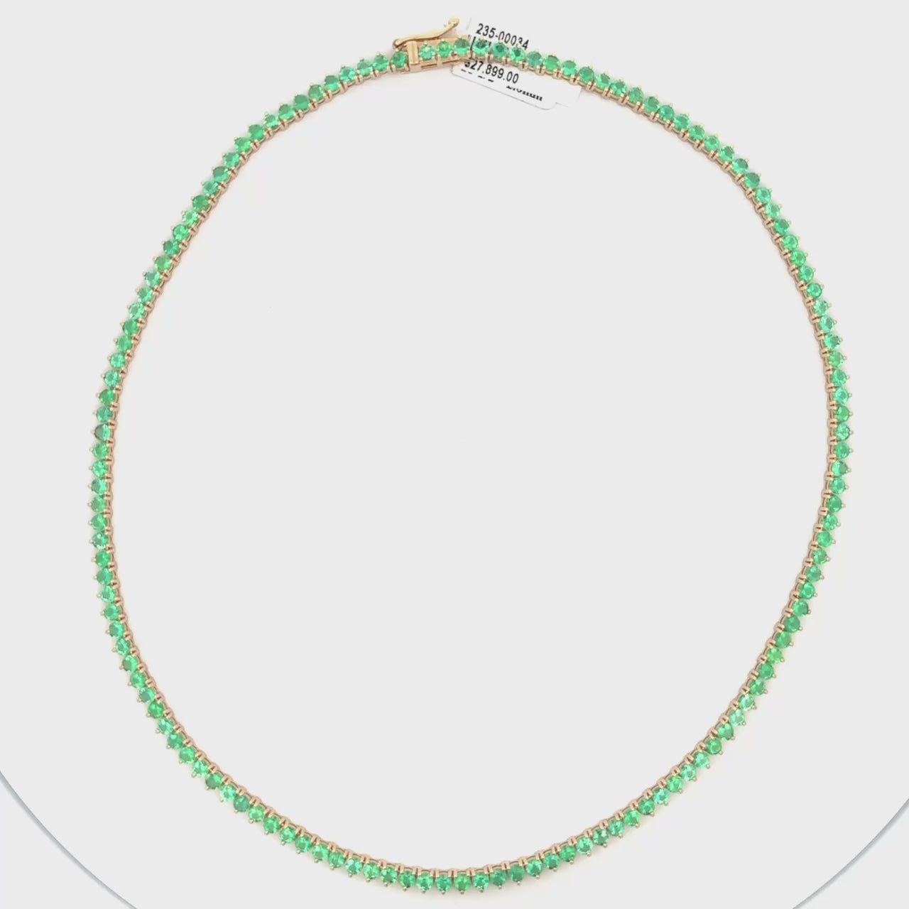 Gold Chain Necklace with Round Brilliant Emeralds