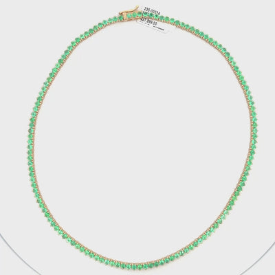 Gold Chain Necklace with Round Brilliant Emeralds
